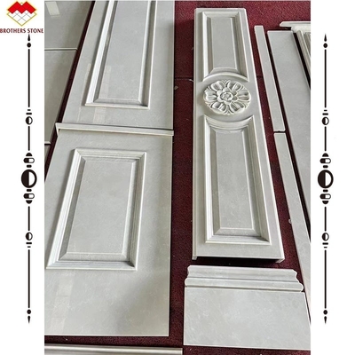 Panel de pared de mármol beige claro y columna de tallado de mármol para pantalla de fondo moderna