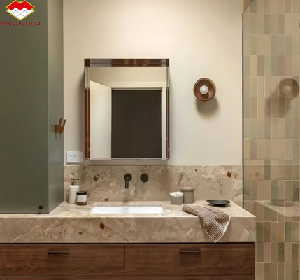 Diseño de hotel moderno Monet pulido jardín mármol gran losa para el baño Lavadora de la vanidad