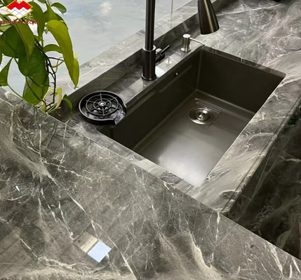 Modernas y pulidas mesas de cocina de mármol gris Pradas para Villa Hotel Diseño gráfico