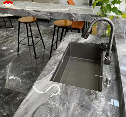 Modernas y pulidas mesas de cocina de mármol gris Pradas para Villa Hotel Diseño gráfico