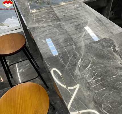 Modernas y pulidas mesas de cocina de mármol gris Pradas para Villa Hotel Diseño gráfico