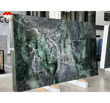 Piedra natural de ojo de gato verde gran pizarra mesa de comedor para la decoración interior de la villa