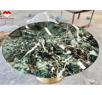 Piedra natural de ojo de gato verde gran pizarra mesa de comedor para la decoración interior de la villa