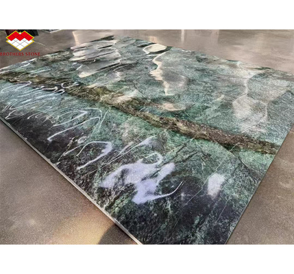 Piedra natural de ojo de gato verde gran pizarra mesa de comedor para la decoración interior de la villa