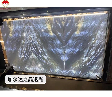 Gran tabla retroiluminada de calcita Azulata Brasil Diamante azul cristal de mármol de hoja de pared tablas
