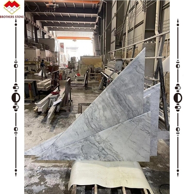 Diseño moderno escalera de piedra natural escaleras y montacargas para escaleras de aterrizaje de mármol gris