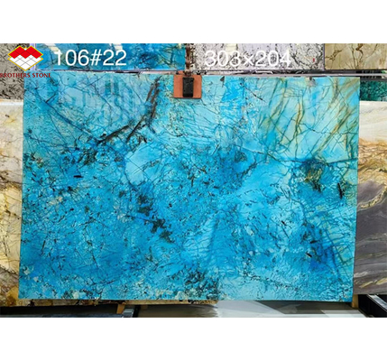 Modern Luxury Fantasy Blue Stone Calcite Marmol Mesa de comedor con acabado pulido