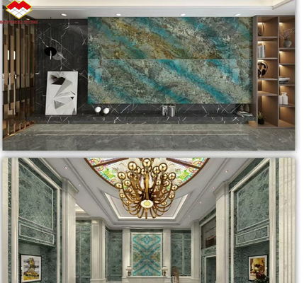 Modern Luxury Fantasy Blue Stone Calcite Marmol Mesa de comedor con acabado pulido