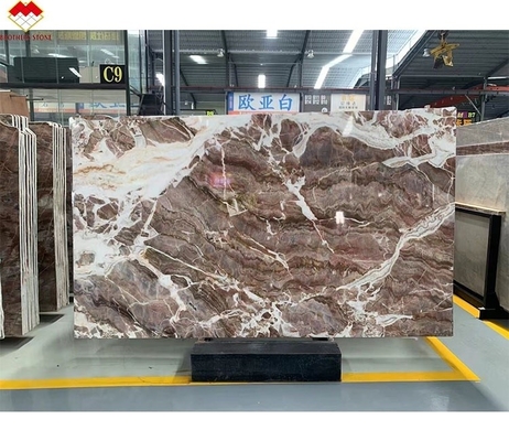 Translúcido de sangre-naranja rojo de ónix piedra con venas blancas CNF de madera roja venas de mármol panel de pared