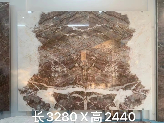 Translúcido de sangre-naranja rojo de ónix piedra con venas blancas CNF de madera roja venas de mármol panel de pared