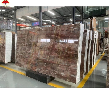 Translúcido de sangre-naranja rojo de ónix piedra con venas blancas CNF de madera roja venas de mármol panel de pared