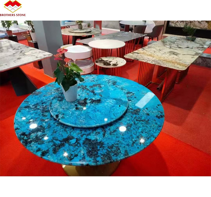 Modern Luxury Fantasy Blue Stone Calcite Marmol Mesa de comedor con acabado pulido