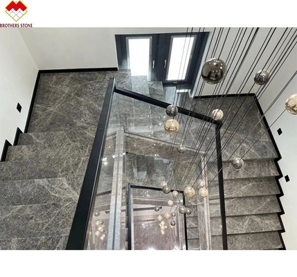 Luz de escalera LED Escalones de mármol en espiral recta con material de escalera de piedra de mármol natural