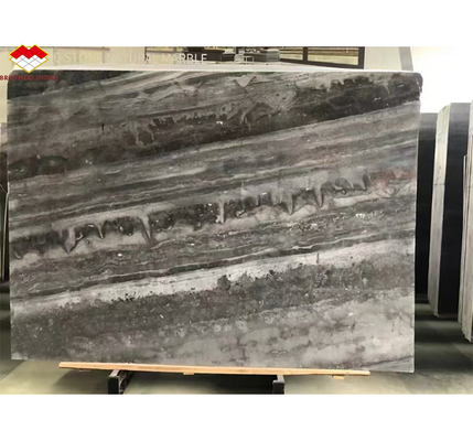 Decoración de interiores de hoteles 45 grados de mármol gris gran losa y materiales italianos vidriados
