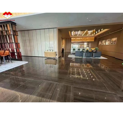 Decoración de interiores de hoteles 45 grados de mármol gris gran losa y materiales italianos vidriados