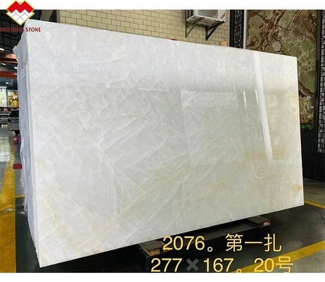 FOB Translúcido Hielo Crack Blanco Ónix Mármol LED retroiluminado Tabla para Villa Pared de fondo
