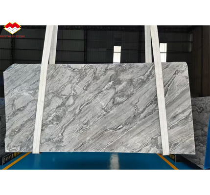 Tabla de mármol gris de onda pulida moderna a medida para el diseño de pisos de paneles de pared de hoteles