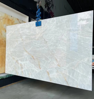 Panel de pared de piedra de la era glacial de ónix de cuarcita Componente de lavabo para encimera de isla interior