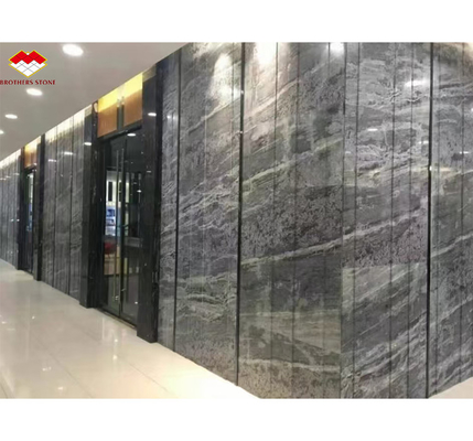 Tabla de mármol gris de onda pulida moderna a medida para el diseño de pisos de paneles de pared de hoteles