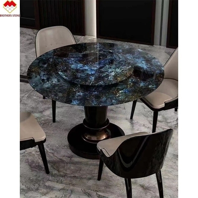 Larga losa de lujo esmeralda azul ónix mármol de Brasil para la mesa de cena transparente
