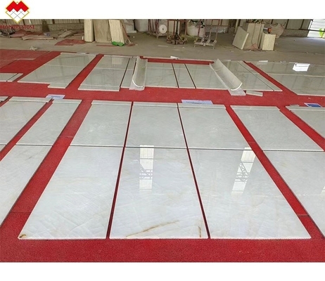 Translúcidas de hielo grieta pulido acabado blanco de ónix azulejos de mármol 30 * 60cm para las paredes de la villa