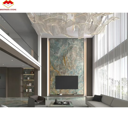 Amazon azul de lujo piedra pulida pizarra para Villa y Hotel inspiración de diseño de interiores