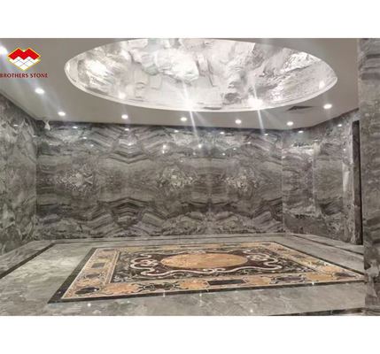 Paneles de pared de mármol gris serbio pulido para decoración interior de alta gama