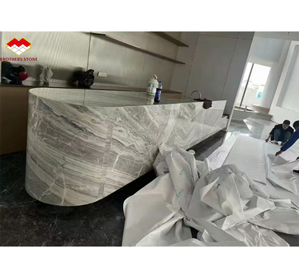 Paneles de pared de mármol gris serbio pulido para decoración interior de alta gama