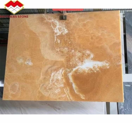 Superficie de acabado de diseño pulido retroiluminado de piedra de jade naranja para la cuenca y la mesa de comedor