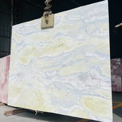 Modern Blue Onyx Marble con venas verdes para el mostrador de la mesa de la vanidad Diseño de piso de la pared Solución de diseño gráfico Incluido