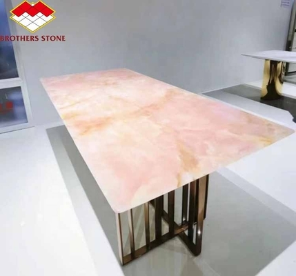 Matt Superficie de acabado de piedra de ónix rosa moderna para la mesa y la aplicación de la pared