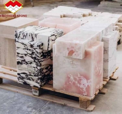 Matt Superficie de acabado de piedra de ónix rosa moderna para la mesa y la aplicación de la pared