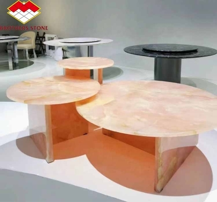 Matt Superficie de acabado de piedra de ónix rosa moderna para la mesa y la aplicación de la pared