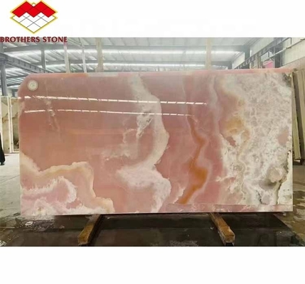Matt Superficie de acabado de piedra de ónix rosa moderna para la mesa y la aplicación de la pared