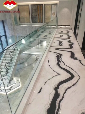 Plataformas de mosaico de mármol blanco Panda pulido Moderno y popular para la mesa de la escalera