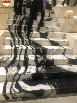 Plataformas de mosaico de mármol blanco Panda pulido Moderno y popular para la mesa de la escalera