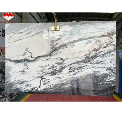 Montaña de nieve de mármol blanco Gran losa para el diseño moderno mesa de comedor de piedra natural