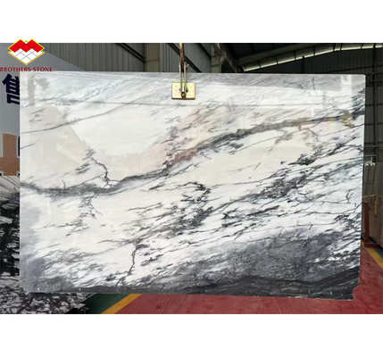 Montaña de nieve de mármol blanco Gran losa para el diseño moderno mesa de comedor de piedra natural
