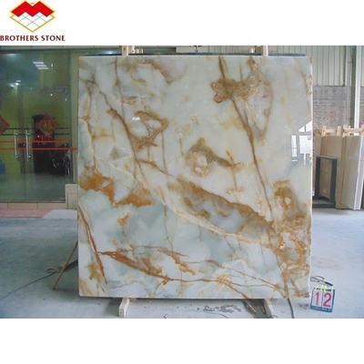 Tejas de ágata de mármol de 15-18 mm de grosor y losas de zafiro dorado para decoración interior