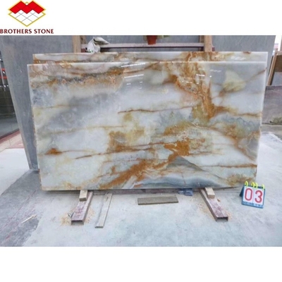 Tejas de ágata de mármol de 15-18 mm de grosor y losas de zafiro dorado para decoración interior