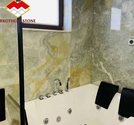 Moderno con luz de fondo Oníx de piedra de color verde 30 mm de espesor para el salón gráfico Pared de jade