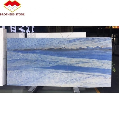 Imperial Azul Macaubas Mármol azul pulido para el piso azul claro Forma de piedra de la losa grande