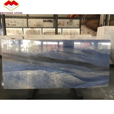 Imperial Azul Macaubas Mármol azul pulido para el piso azul claro Forma de piedra de la losa grande