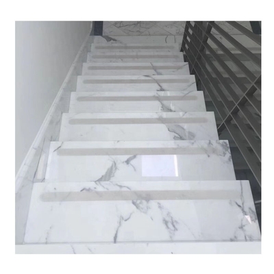 Diseño moderno de alta pulido Calacatta Escaleras y escaleras de mármol blanco para villas interiores