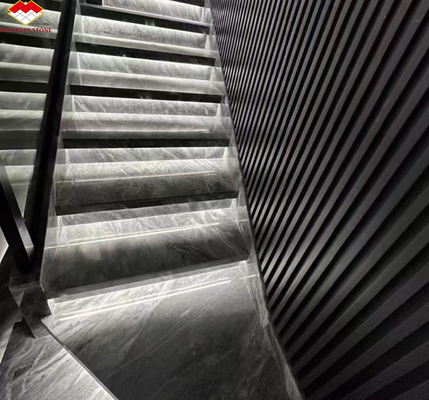 Popular Espacio gris de mármol gran pizarra para escaleras modernas de color gris ligero en la casa y el hotel
