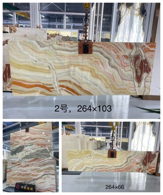 Translúcida de arco iris de ónix piedra para la villa Fondo CNF pulido de dragón rojo de ónix mármol