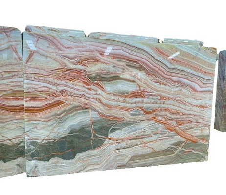 Superficie afilada y pulida acabado translúcido de arco iris de ónix de losas para paneles de pared de colores