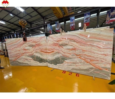 Superficie afilada y pulida acabado translúcido de arco iris de ónix de losas para paneles de pared de colores