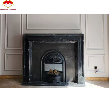 Caminera moderna de mármol negro para la sala de estar de la villa Decoración en estilo europeo