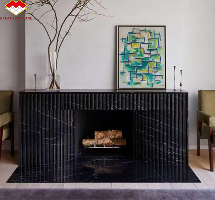 Caminera moderna de mármol negro para la sala de estar de la villa Decoración en estilo europeo